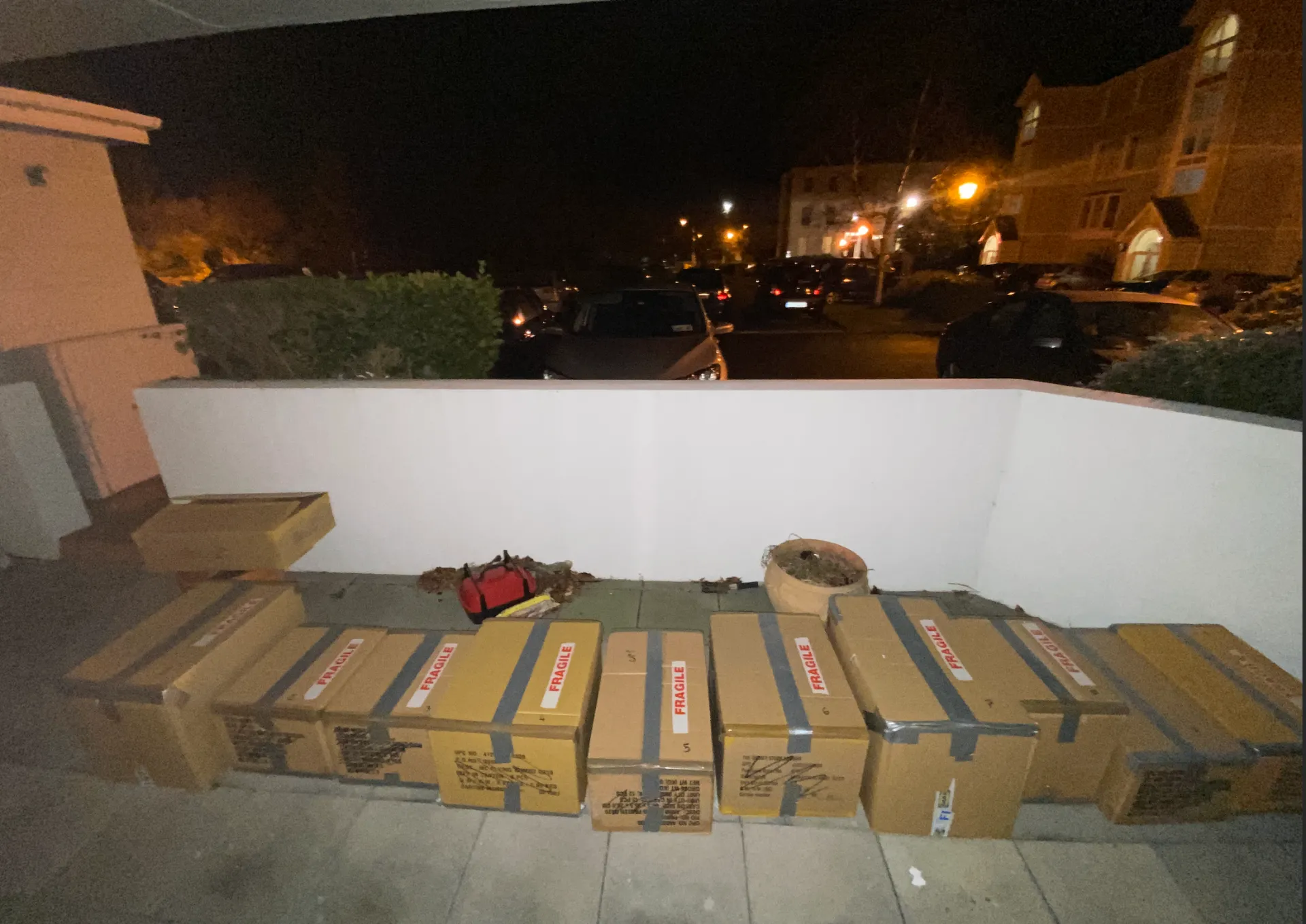 Prepping our first shipment on Connor's balcony